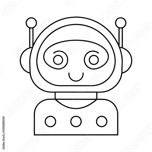Cute Cartoon Robot, Perfect for Coloring Books and Kids' Designs