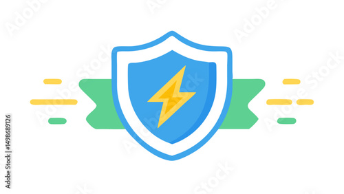 Stylized Shield with Lightning Bolt Flat Design Free Download Stylized Shield with Lightning Bolt Flat Design - GFXLoad
