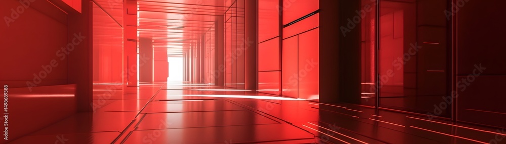 Red corridor with glossy surfaces. Red corridor with glossy surfaces.