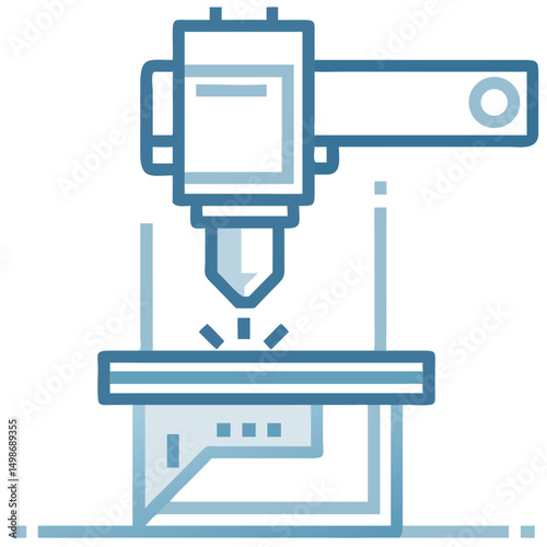 CNC Milling Machine Flat Vector Icon