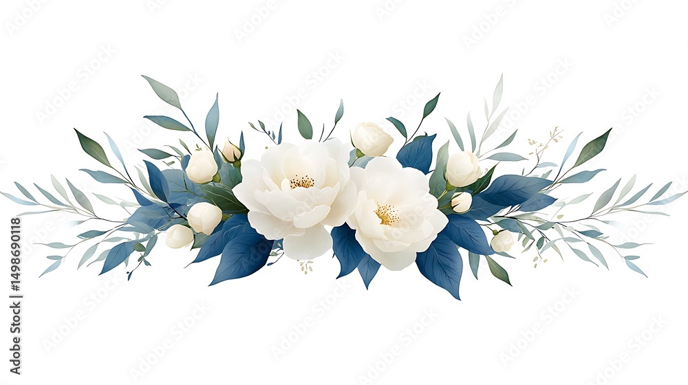 Obraz premium Elegant floral arrangement with white peonies and greenery