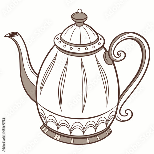 brown and white teapot drawing clip art preview