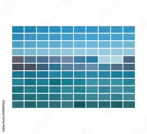  Grid of blue gradient color swatches ranging from light to dark tones, ideal for design, branding, web, and print color palette reference.
