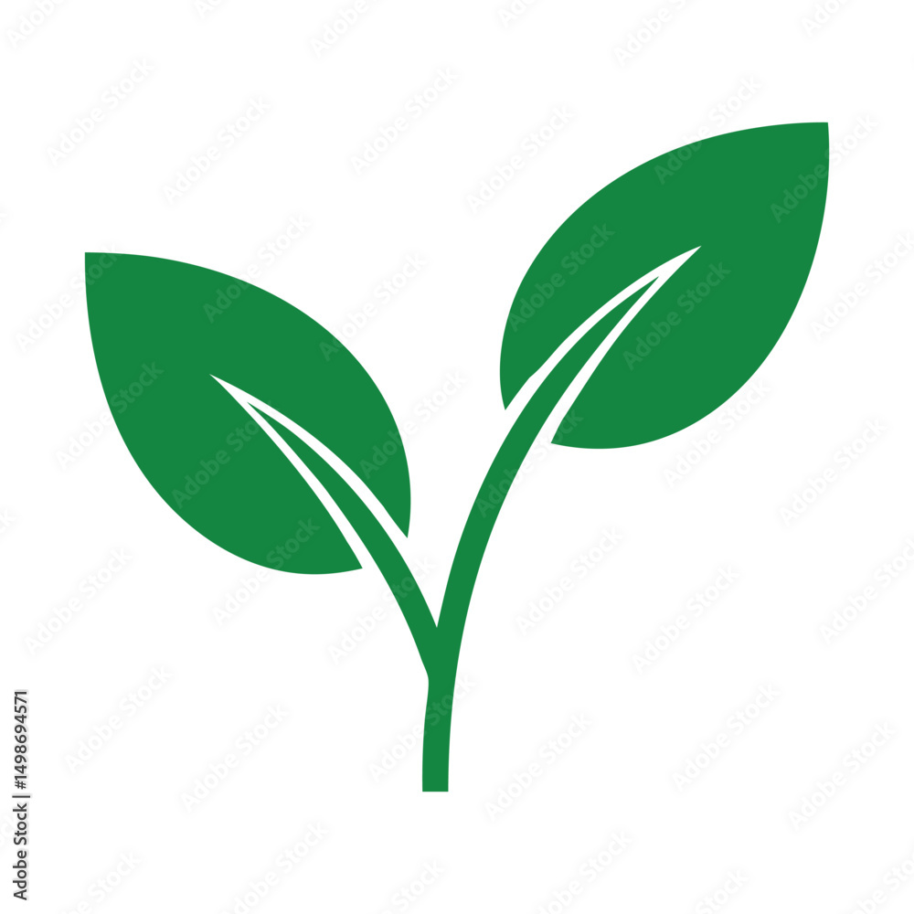 Obraz premium This vector graphic showcases two stylized leaves attached to a stem, a simple yet powerful symbol of nature and growth.