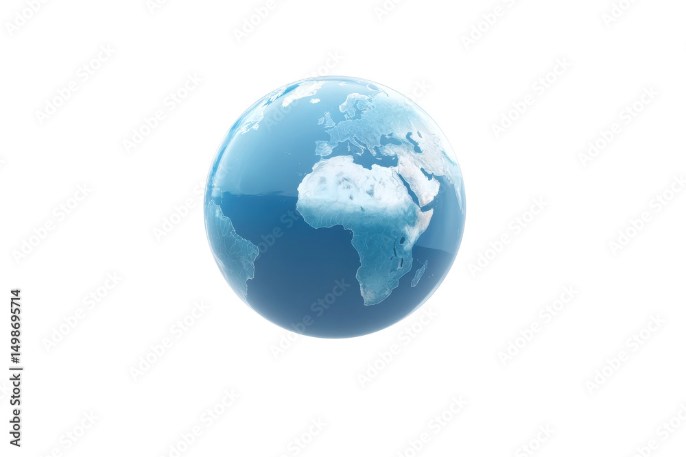 Fototapeta premium Realistic 3d rendering of earth globe showing continents and oceans, cut out