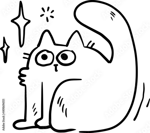 Cat line drawing, cute pattern drawn for templates.1
