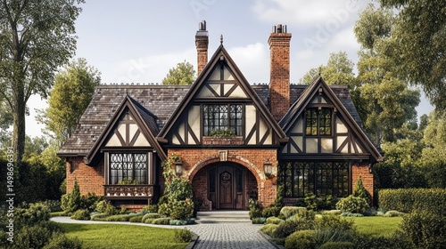 Wallpaper Mural Charming Craftsman-style home nestled amidst lush greenery Torontodigital.ca