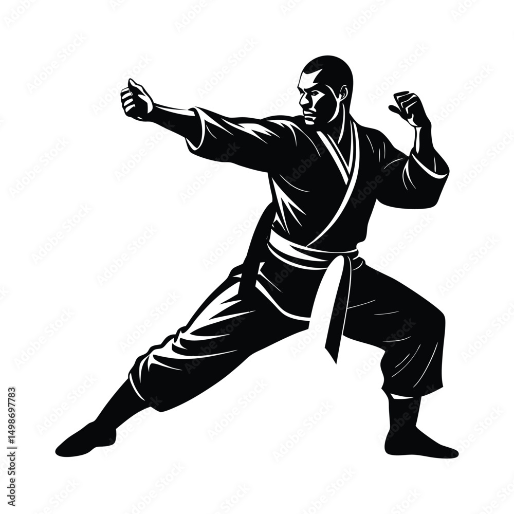 Naklejka premium silhouette of a karate man