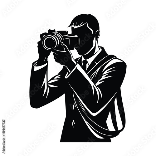 a photographer man with camera silhouette 
