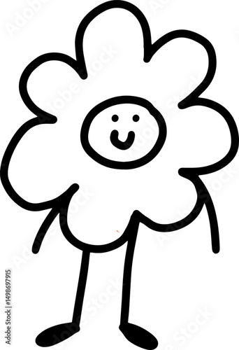 Smiling flower with arms and legs