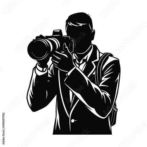 photographer with camera silhouette vector