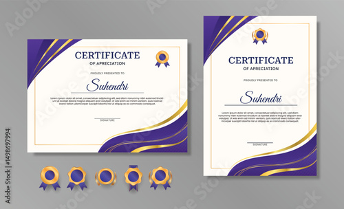 Elegant Modern Certificate of Appreciation Template with Wavy Design