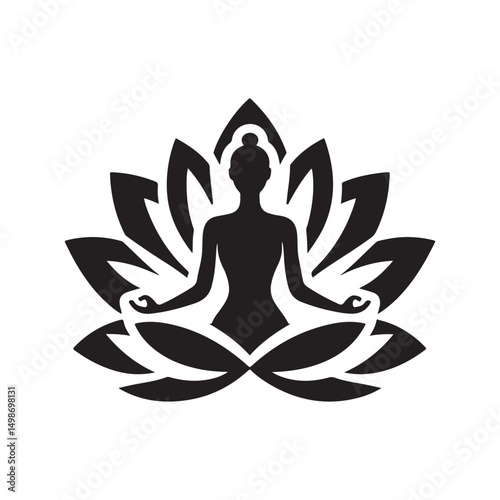 lotus pose vector silhouette clip art logo design illustration. international yoga day. meditation collection.