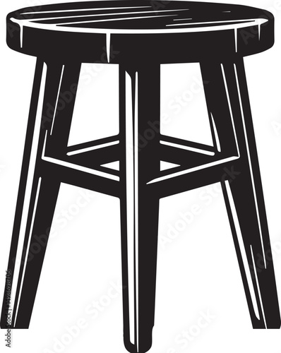 Modern Stool Design Vector" A stylish wooden stool design, carefully crafted to provide a realistic and detailed look. ideal for architectural visualization, product designs, and marketing materials.