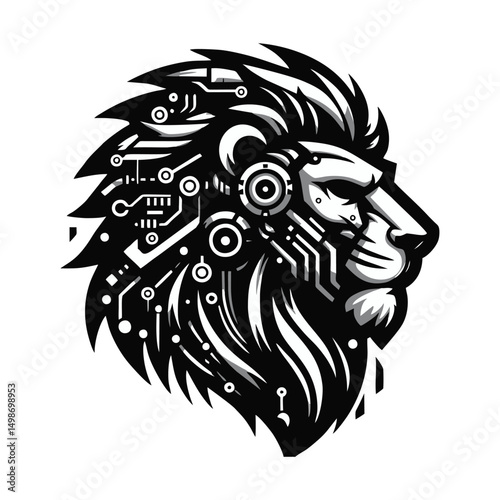 Wallpaper Mural Techno Lion Logo Vector – Cyber Warrior Animal Symbol Torontodigital.ca