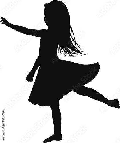 Silhouette of a Little Girl Dancing Gracefully
