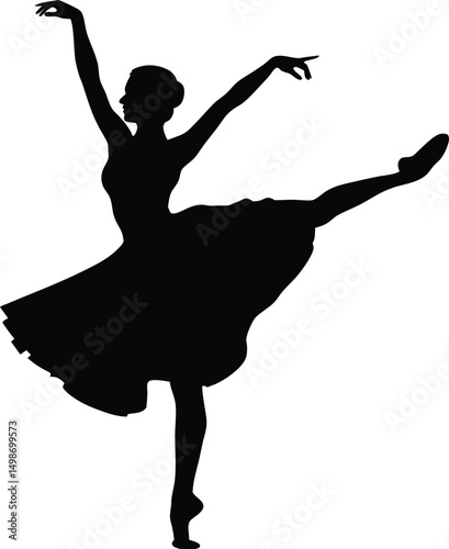 Elegant Ballerina Silhouette in Arabesque Pose