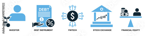 Set of finance icon vector for financial management, accounting, and budgeting overview. Ideal for business dashboard, finance app, and money planning illustration.