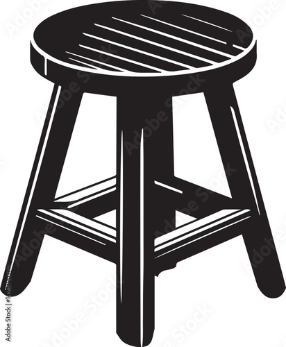 Modern Stool Design Vector" A stylish wooden stool design, carefully crafted to provide a realistic and detailed look. ideal for architectural visualization, product designs, and marketing materials.