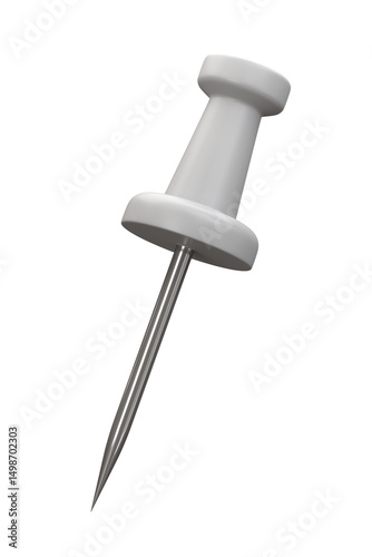 White push pin 3D. Realistic White thumbtack on transparent background. ready to use for design.