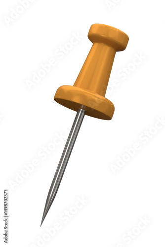 Orange push pin 3D. Realistic orange thumbtack on transparent background. ready to use for design.