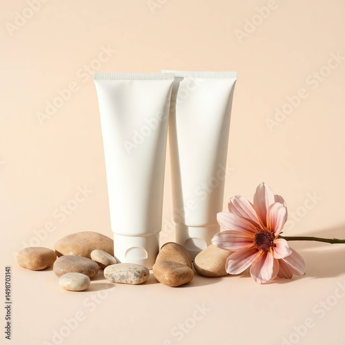 Blank Cream Tubes with Flower.