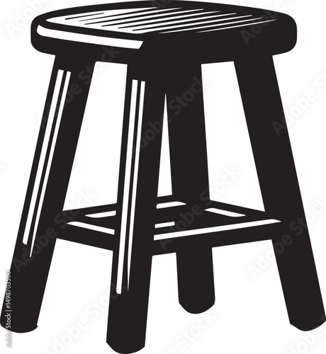 Modern Stool Design Vector" A stylish wooden stool design, carefully crafted to provide a realistic and detailed look. ideal for architectural visualization, product designs, and marketing materials.