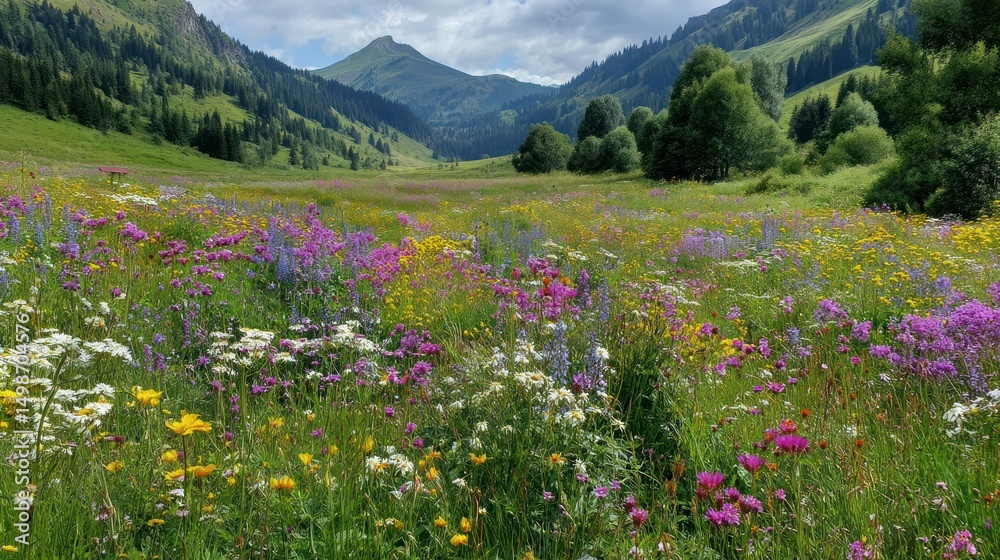 Fototapeta premium Colorful meadow landscape