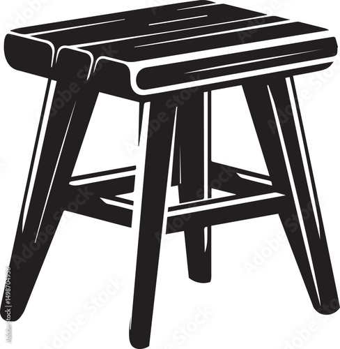 Modern Stool Design Vector" A stylish wooden stool design, carefully crafted to provide a realistic and detailed look. ideal for architectural visualization, product designs, and marketing materials.
