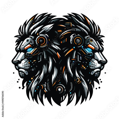 Wallpaper Mural Cybernetic Lion Vector – Modern Digital Animal Head Logo Torontodigital.ca