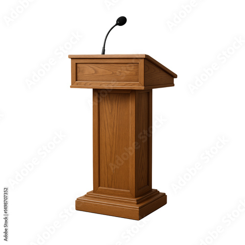 podium with microphone isolated on transparent or white background png

