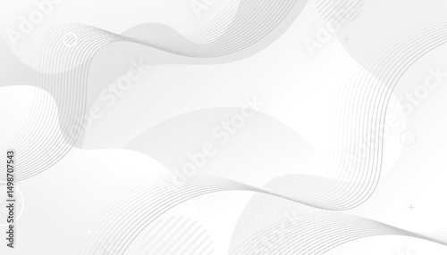 Abstract white and grey background with dynamic waves