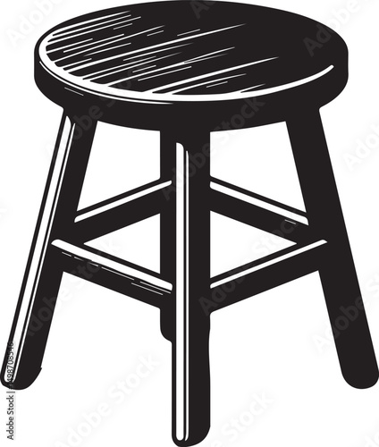 Modern Stool Design Vector" A stylish wooden stool design, carefully crafted to provide a realistic and detailed look. ideal for architectural visualization, product designs, and marketing materials.