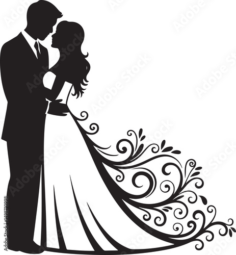Bride & Groom SVG – Romantic Wedding Silhouette Design

Wedding Couple Vector – Elegant Clipart for Marriage Themes

Bridal Silhouette SVG – Bride and Groom for Invitations & Gifts

Romantic Couple Cl