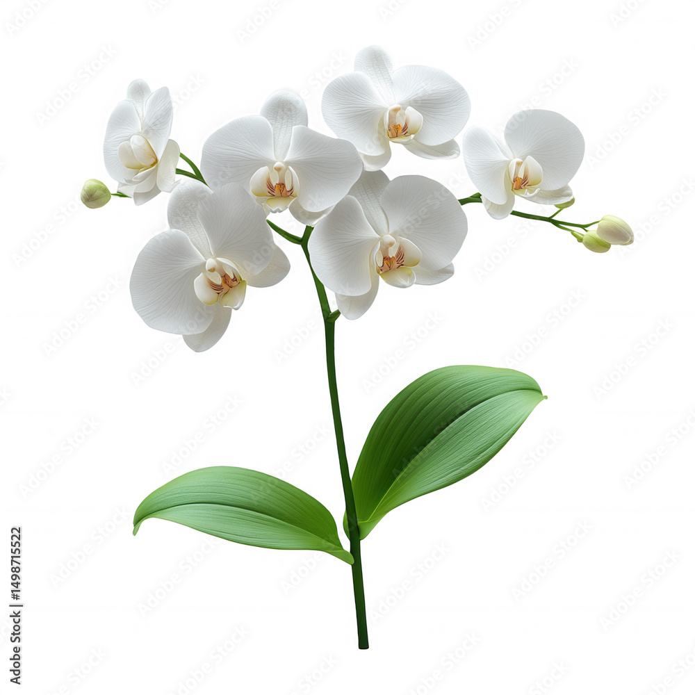 Obraz premium Elegant White Phalaenopsis Orchid Branch on Transparent Background