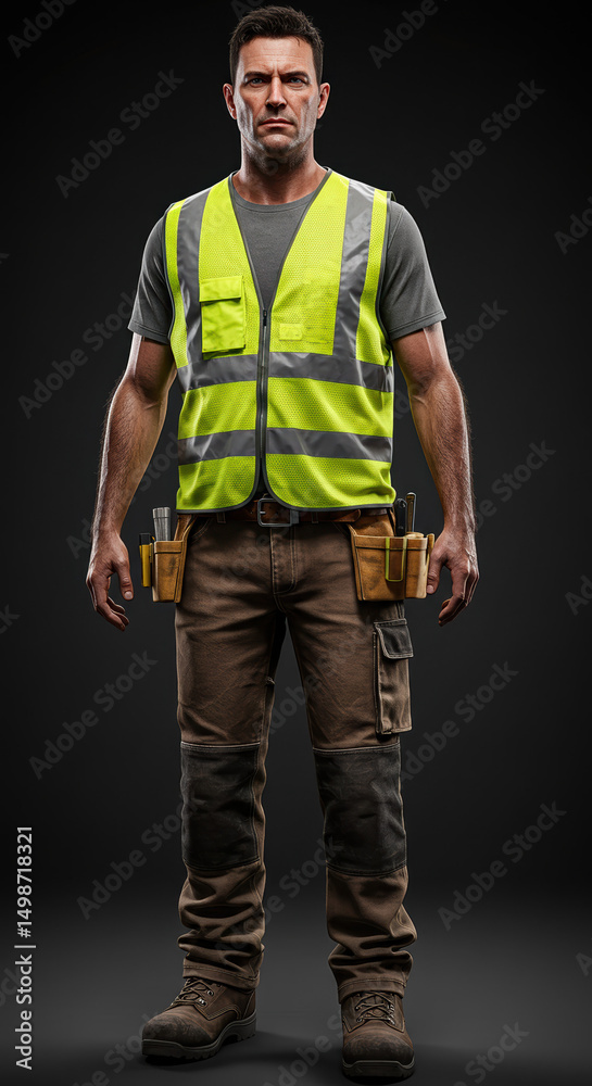 Fototapeta premium Construction worker in safety vest