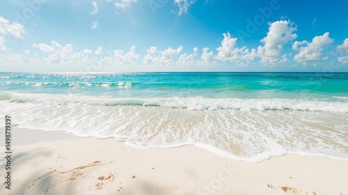 Golden Hour Beach: Sparkling Sea, Azure Sky