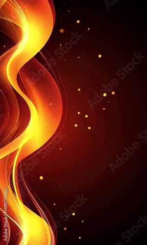 Abstract fiery waves flow on dark background, creating dynamic, energetic visual