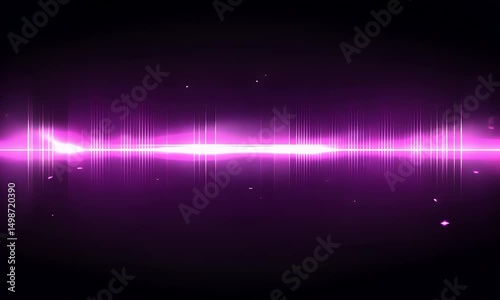 Abstract image of a vibrant purple horizontal line with vertical light streaks, creating a dynamic sound wave effect against a dark background
