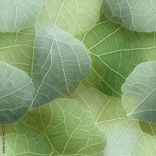 Abstract Green Leaf Pattern with Delicate Veins