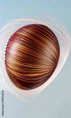 Abstract image of an American football with a textured surface and swirling lines in the background