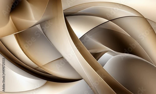 Abstract image of flowing, translucent forms in shades of brown and beige, creating a sense of depth and movement