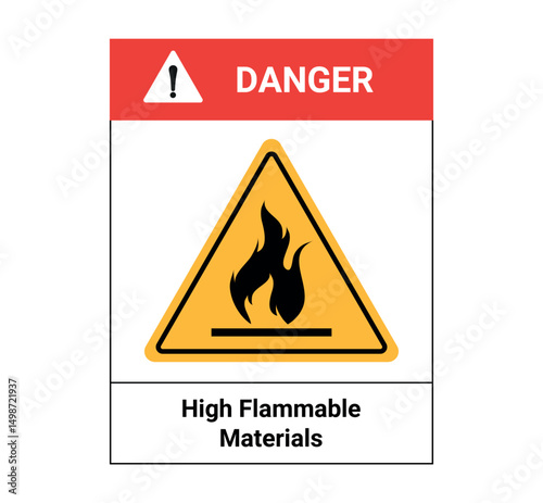 Danger Flammable Sign – Fire Prohibited Safety Warning Vector Illustration