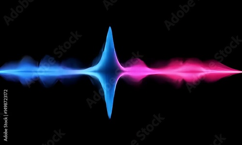 Abstract image of vibrant blue and pink wave forms against a black background, creating a visually striking and dynamic composition