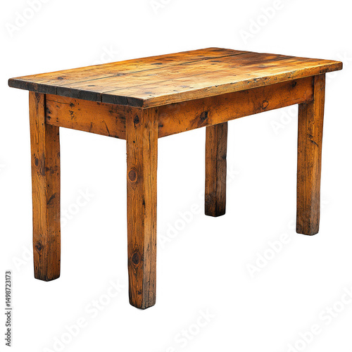 Rustic Wooden Table on Transparent Background