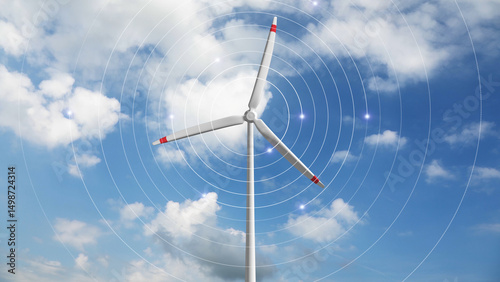 Wind power plant with abstract circles of wind.