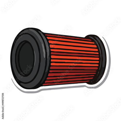 High-Performance Air Filter  Illustration of a Red and Black Automotive Filter