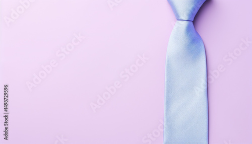 Purple Neck Tie on Hanger Against Blue Background  photo