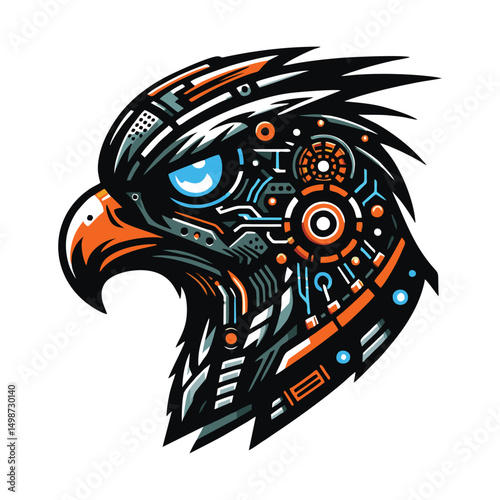 Wallpaper Mural Cybernetic Falcon Vector – Modern Tech Warrior Bird Icon Torontodigital.ca