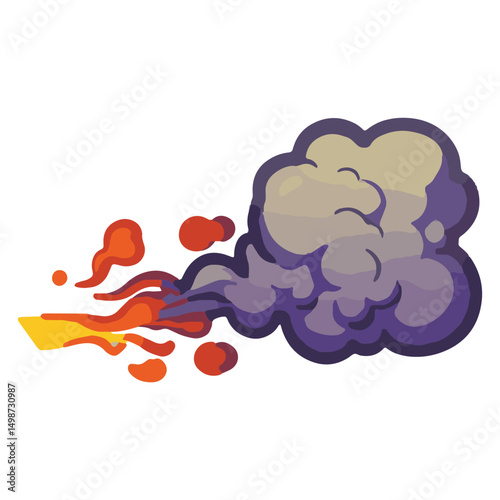 Cartoon Smoke and Fire Burst Illustration Fiery Explosion Effect
